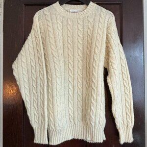 Jamieson's of Shetland Cream Cable-knit Sweater Size XL